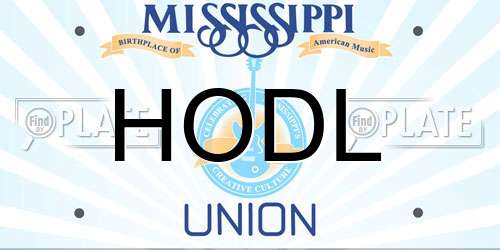 HODL Mississippi License Plate