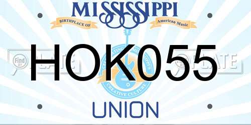 HOK055 Mississippi License Plate