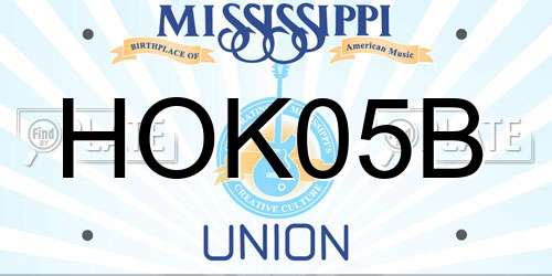HOK05B Mississippi License Plate