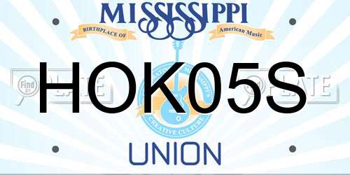 HOK05S Mississippi License Plate