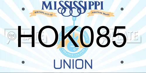 HOK085 Mississippi License Plate