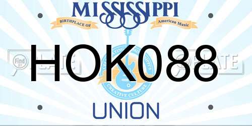 HOK088 Mississippi License Plate