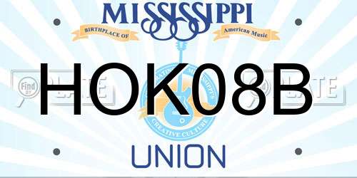 HOK08B Mississippi License Plate