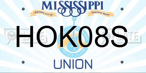 HOK08S Mississippi License Plate