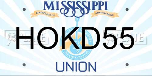 HOKD55 Mississippi License Plate