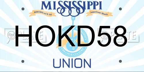 HOKD58 Mississippi License Plate