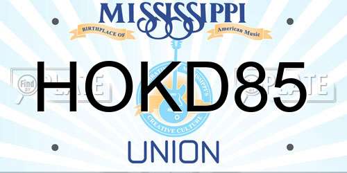 HOKD85 Mississippi License Plate