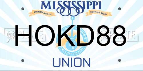 HOKD88 Mississippi License Plate