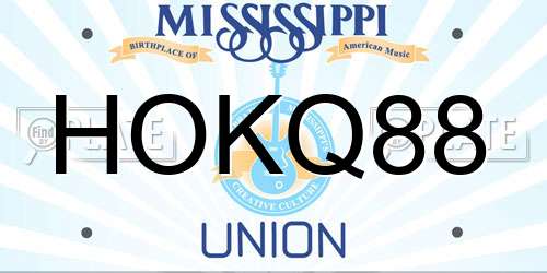 HOKQ88 Mississippi License Plate