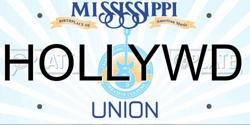 HOLLYWD Mississippi License Plate