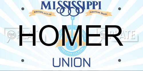 HOMER Mississippi License Plate