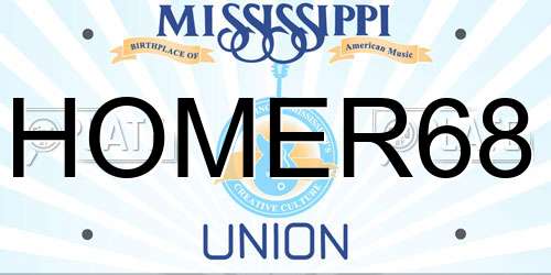 HOMER68 Mississippi License Plate