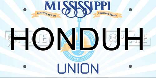 HONDUH Mississippi License Plate