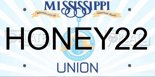 HONEY22 Mississippi License Plate