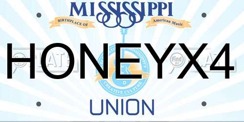 HONEYX4 Mississippi License Plate