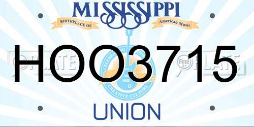 HOO3715 Mississippi License Plate
