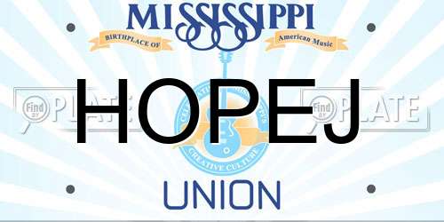HOPEJ Mississippi License Plate