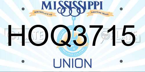 HOQ3715 Mississippi License Plate
