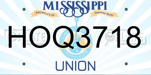 HOQ3718 Mississippi License Plate