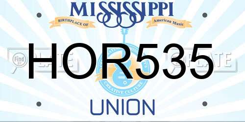HOR535 Mississippi License Plate