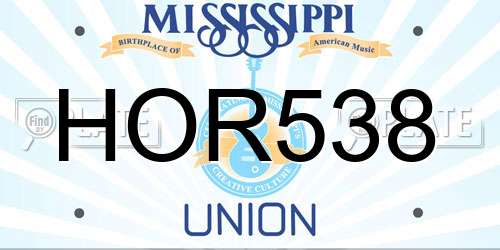 HOR538 Mississippi License Plate