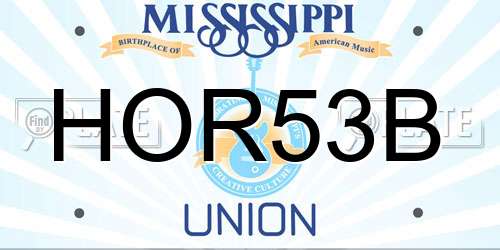 HOR53B Mississippi License Plate