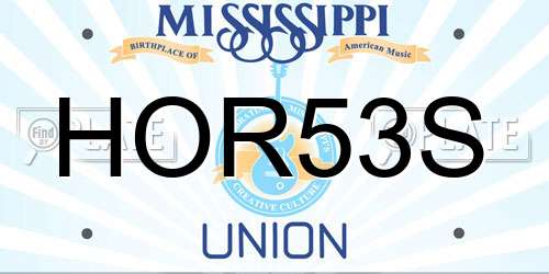 HOR53S Mississippi License Plate