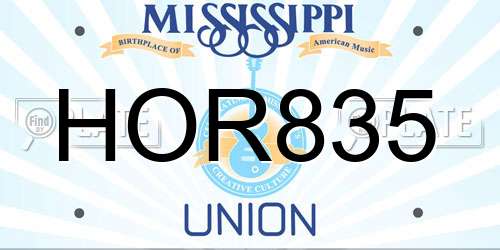 HOR835 Mississippi License Plate