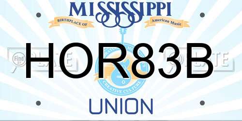 HOR83B Mississippi License Plate