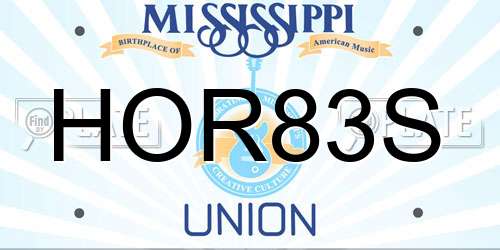 HOR83S Mississippi License Plate