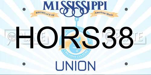 HORS38 Mississippi License Plate