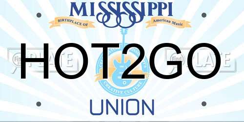 HOT2GO Mississippi License Plate