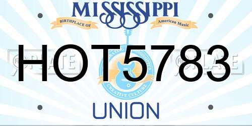HOT5783 Mississippi License Plate