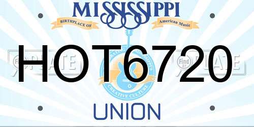 HOT6720 Mississippi License Plate