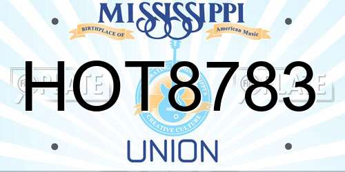 HOT8783 Mississippi License Plate