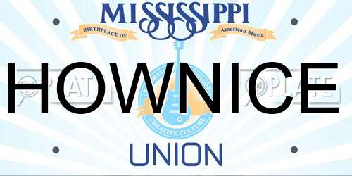 HOWNICE Mississippi License Plate