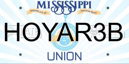 HOYAR3B Mississippi License Plate