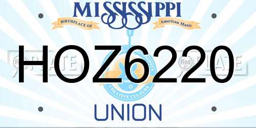 HOZ6220 Mississippi License Plate