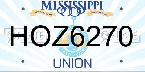HOZ6270 Mississippi License Plate