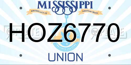 HOZ6770 Mississippi License Plate