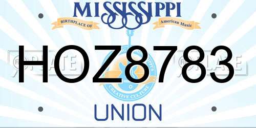HOZ8783 Mississippi License Plate