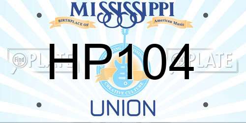 HP104 Mississippi License Plate