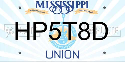 HP5T8D Mississippi License Plate