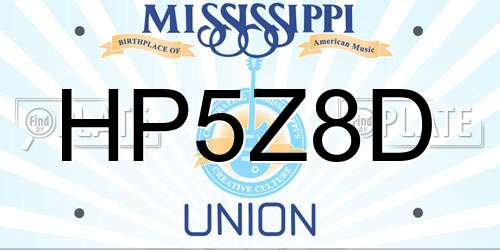 HP5Z8D Mississippi License Plate