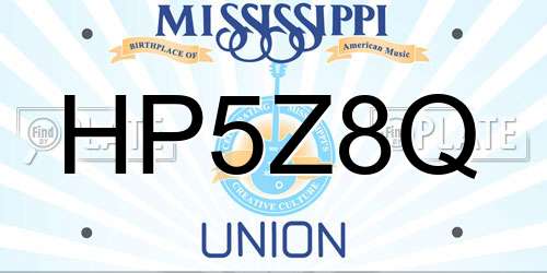 HP5Z8Q Mississippi License Plate