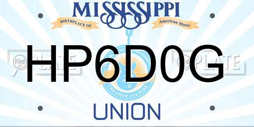 HP6D0G Mississippi License Plate