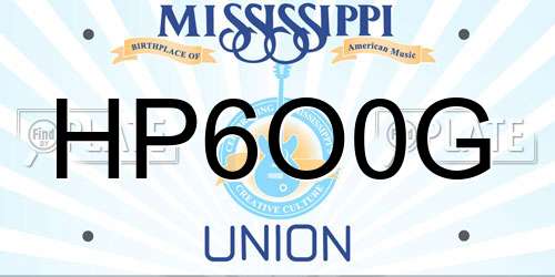 HP6O0G Mississippi License Plate