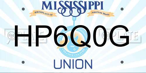 HP6Q0G Mississippi License Plate