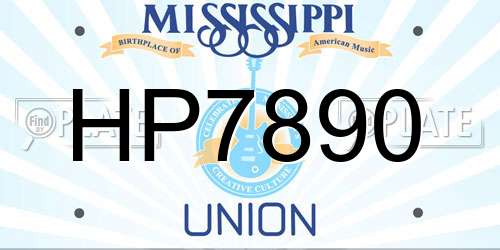 HP7890 Mississippi License Plate