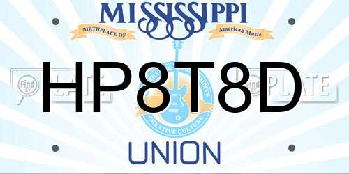 HP8T8D Mississippi License Plate